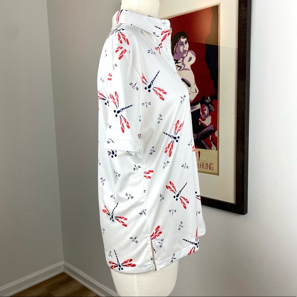 Vintage Dragonfly Hooper Associates 60s 70s Polyester Leisure Shirt Blouse 14 - Picture 4 of 5